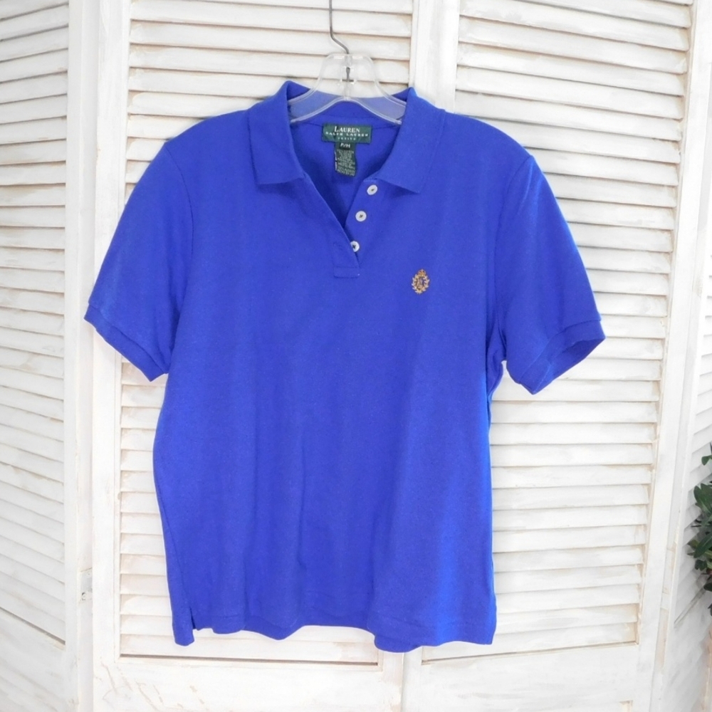 LAUREN RALPH LAUREN WM PM BLU/PURPL CREST POLO - Picture 3 of 5